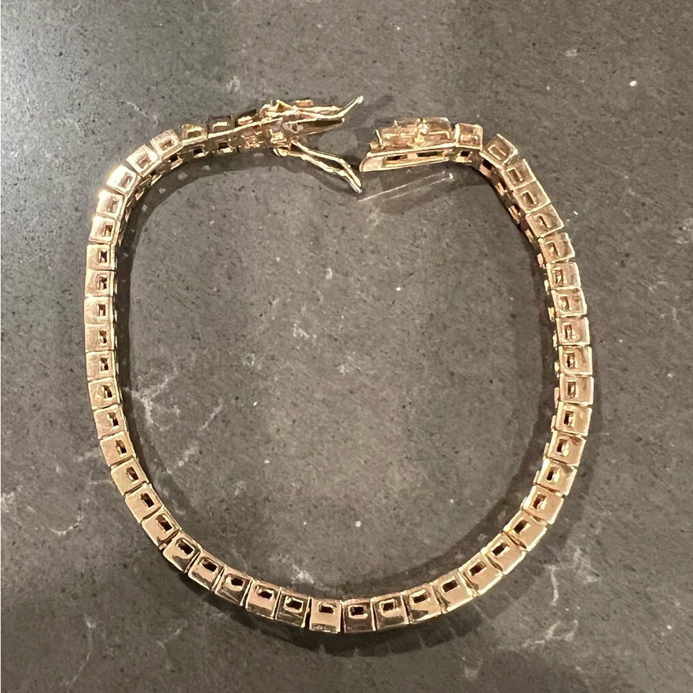 Rose Gold Princess Cut Cubic Zirconia CZ) Tennis Bracelet